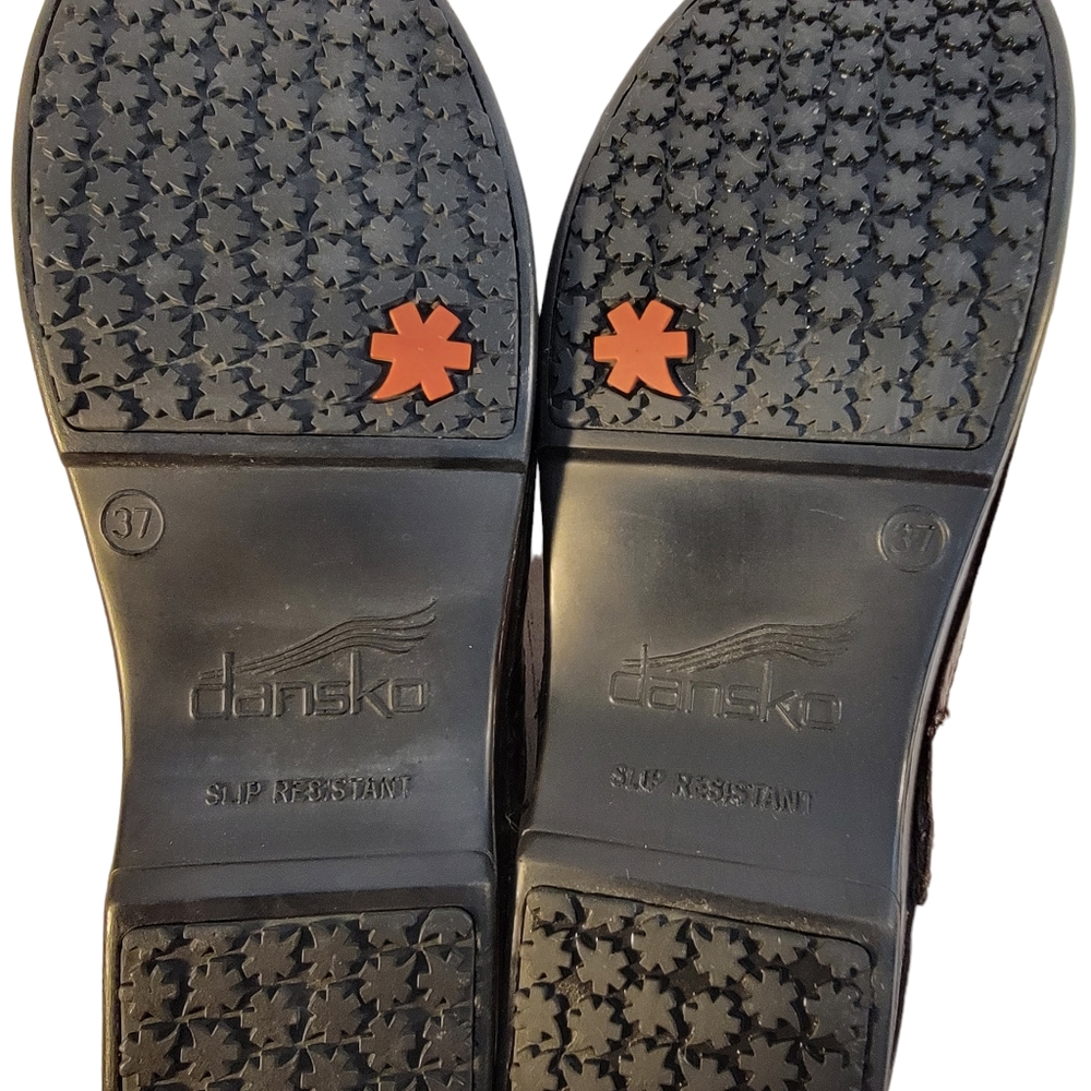 Dansko XP Floral Paisley Tooled Brown Leather Clog Closed Toe Open Heel Shoe 37 - Picture 15 of 16